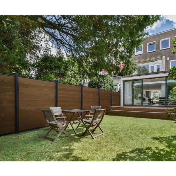 CREATIVE SURFACES Composite Fence Series 0.5 ft. x 0.5 ft. Mocha and Saddle Brown WPC Brushed Fence Panel Samples 0.79 in. Thick
