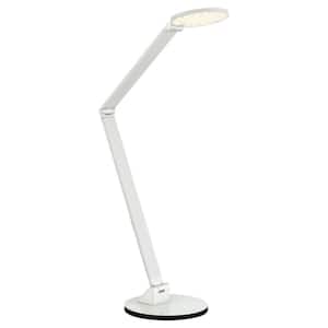 George's Reading Room 28.75 in. White Table Lamp with Metal Shade and White Acrylic Diffuser