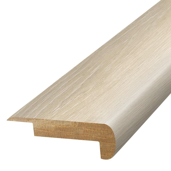 PERFORMANCE ACCESSORIES Ghost White 0.75 in. T x 2.37 in. W x 78.7 in. L Textured Wood Look Laminate Moulding/Trim Stair Nose Molding