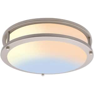 14 in. Silver Dimmable CCT Integrated LED Flush Mount Ceiling Light Fixture