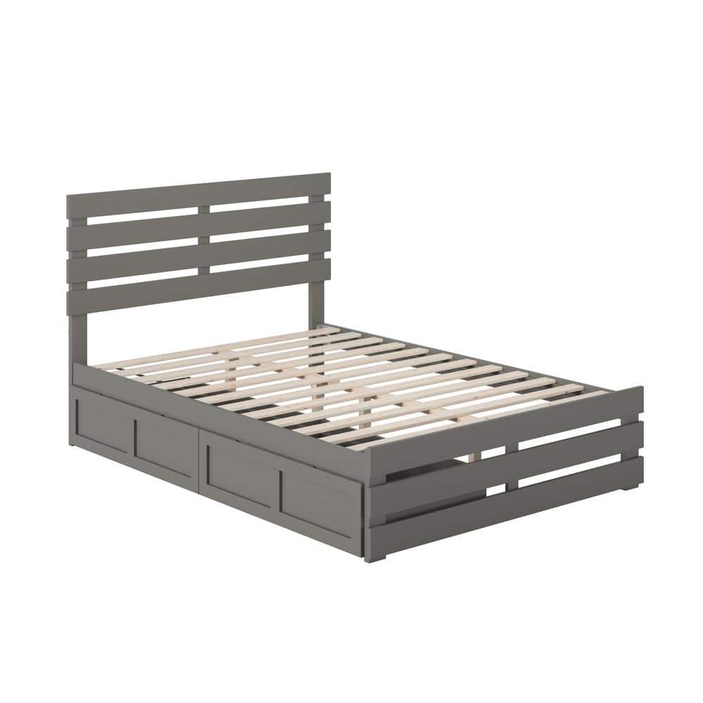 Oxford Gray Full Bed with USB Charger and Storage Drawers