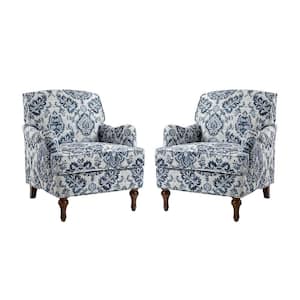 Achilles Navy Armchair with Turned Legs Set of 2