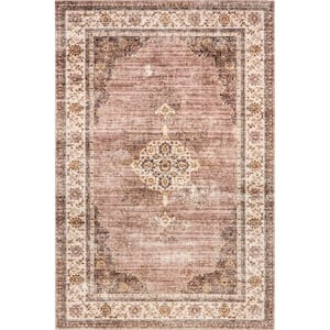 Lauren Liess Rosewood Vintage Machine Washable Blush 8 ft. x 10 ft. Indoor/Outdoor Patio Rug