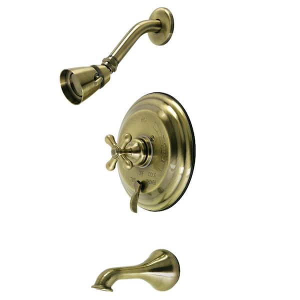 Kingston Brass Restoration Single Handle 1-Spray Tub and Shower Faucet 2 GPM with Pressure Balance in Antique Brass