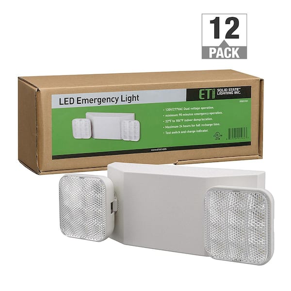 60-Watt Equivalent 2-Head White 2.4-Watt 249 Lumens Integrated LED Emergency Light 6500K Daylight (12-Pack)