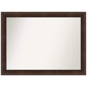 Warm Walnut 43 in. W x 32 in. H Non-Beveled Casual Rectangle Wood Framed Bathroom Wall Mirror in Brown