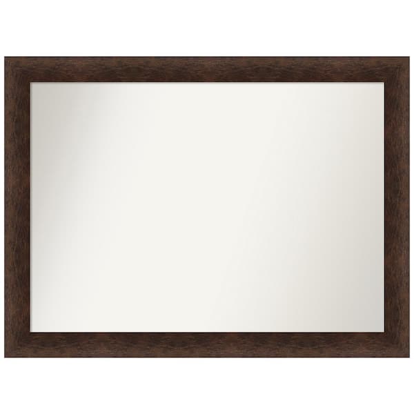 Amanti Art Warm Walnut 43 in. W x 32 in. H Non-Beveled Casual Rectangle Wood Framed Bathroom Wall Mirror in Brown