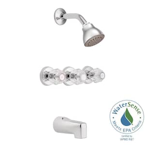 Chateau 3-Handle 1-Spray Tub and Shower Faucet in Chrome (Valve Included)