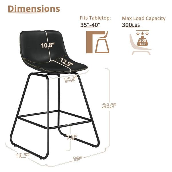 OrangeOne Alex 34.5 in. black Faux Leather Counter Height Bar