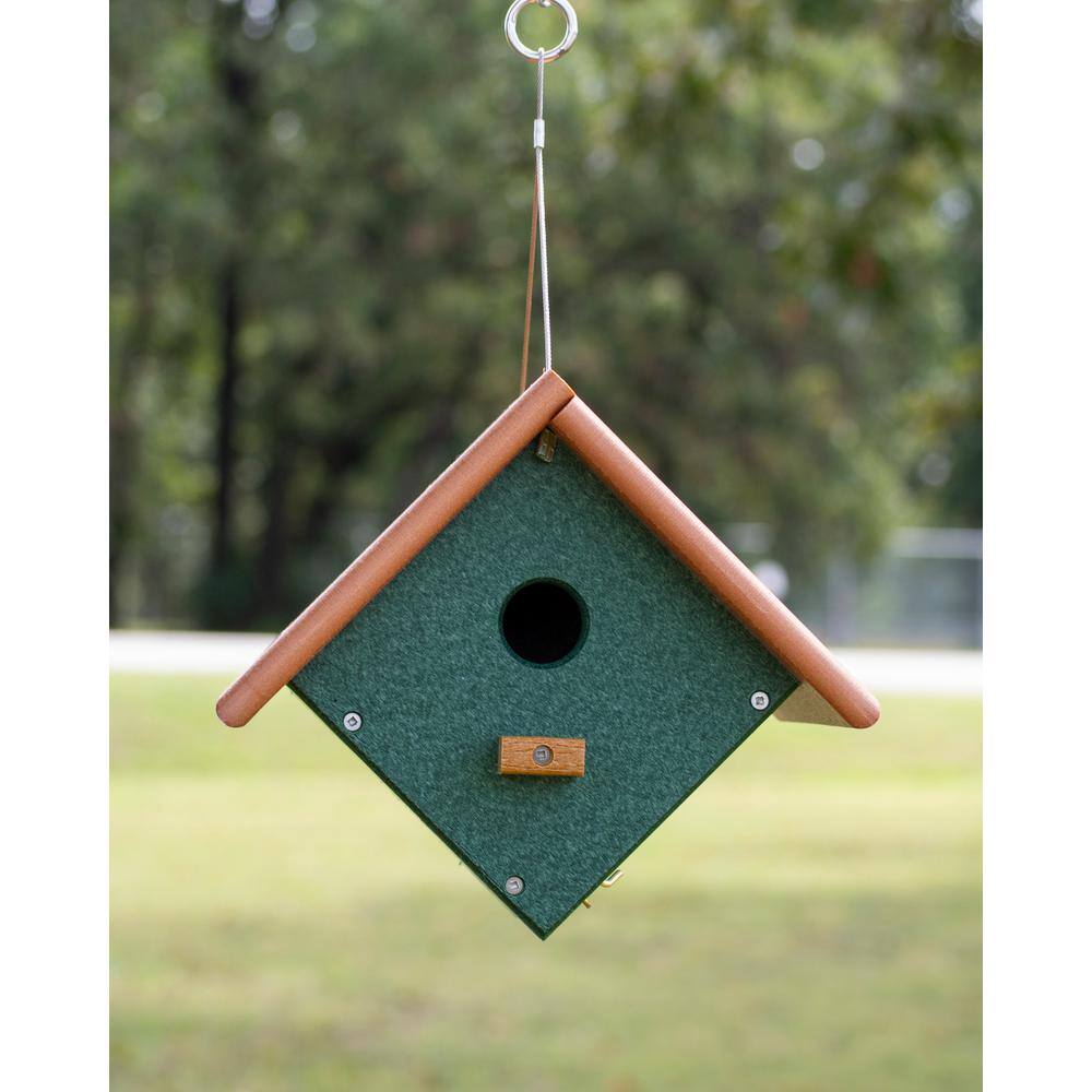 8'' Hanging Green and Cedar Recycled Plastic Birdhouse