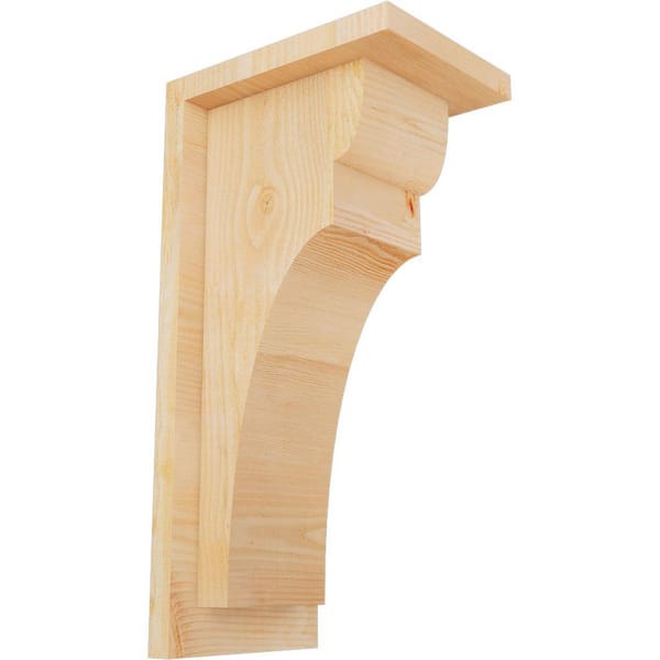 Ekena Millwork 6 in. x 8 in. x 16 in. Douglas Fir Yorktown Rough Sawn Corbel with Backplate