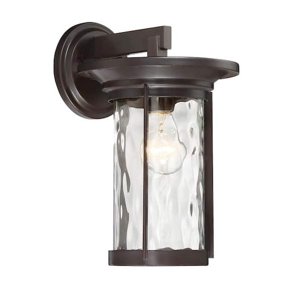 Designers Fountain Brookline 12.5 in. Satin Bronze 1-Light Outdoor Line Voltage Wall Sconce with No Bulb Included