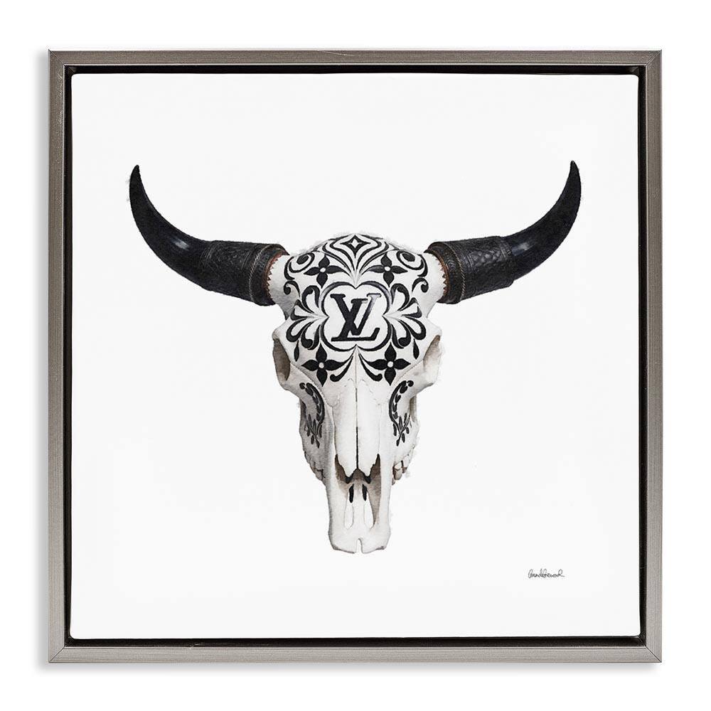 Cowgirl Skull Glam Brand by Amanda Greenwood Gray Floater Frame Animal Graphic Art Print 25 in. x 25 in. price history on PriceWatchPro