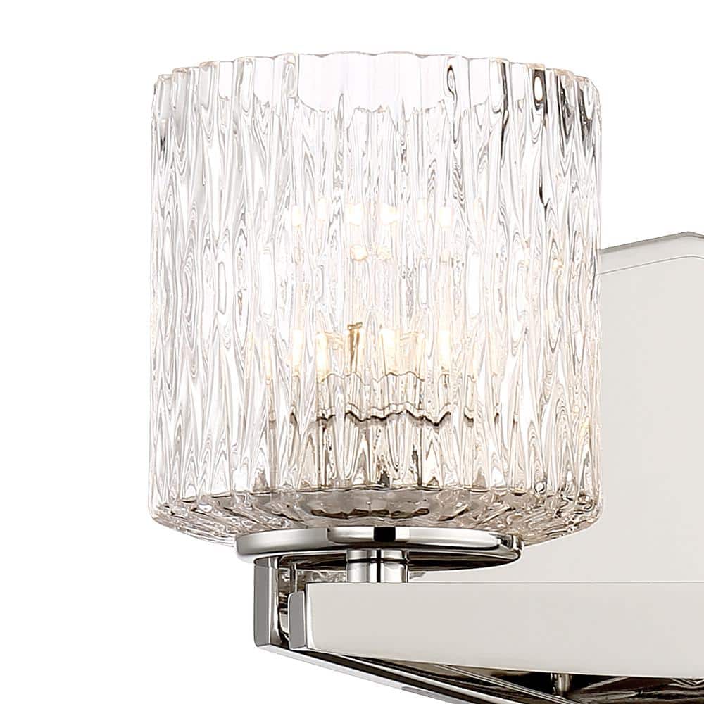 Elegant Dual-Arm Polished Nickel Bath Vanity with Clear Jeweled Glass