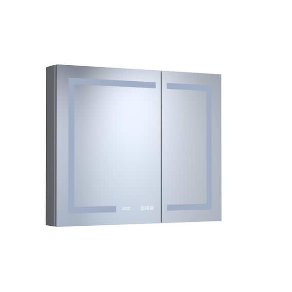 36 in. W x 30 in. H Rectangular Aluminum Alloy Medicine Cabinet with Mirror