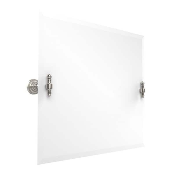 Allied Brass Retro-Dot Collection 26 in. x 21 in. Rectangular Landscape Single Tilt Mirror with Beveled Edge in Polished Nickel