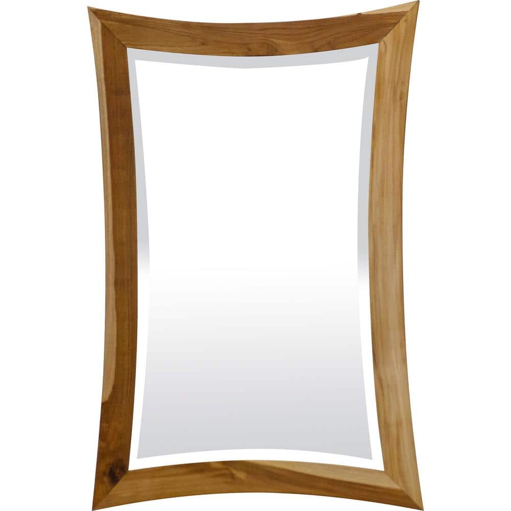 Earthy Teak 24" Rectangular Wood Vanity Mirror