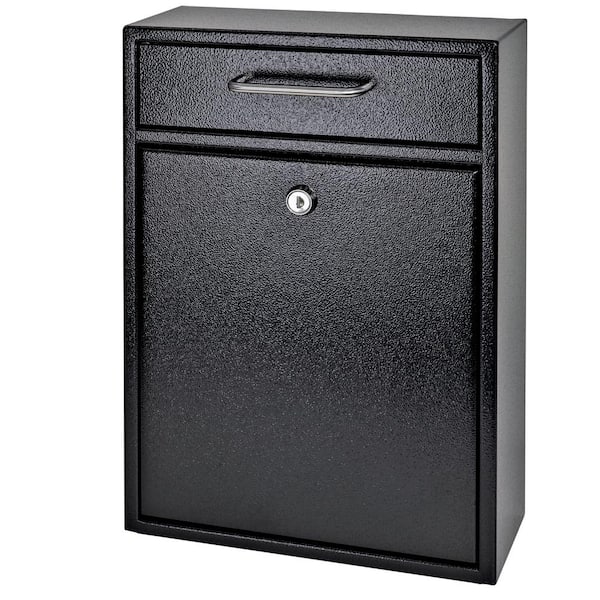 Mail Boss Olympus Locking Wall-Mount Drop Box with High Security Reinforced Patented Locking System, Black