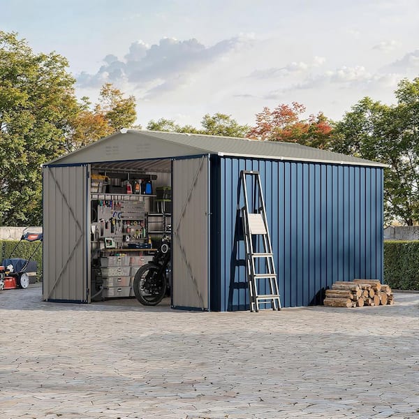 Garvee 10 ft. W x 10 ft. D Outdoor Metal Storage Shed with Sloping