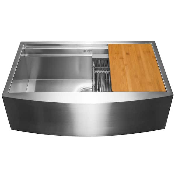 AKDY Handmade Drop-in Stainless Steel 33 in. x 22 in. Single Bowl Kitchen  Sink with Drying Rack KS0101 - The Home Depot