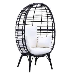 Penelope Light Gray Fabric and Black Finish Resin Wicker, Upholstered, Metal Removable Cushions Set of 1-Chairs