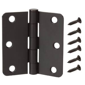 3-1/2 in. x 1/4 in Radius Matte Black Squeak-Free Door Hinge (48-Pack)