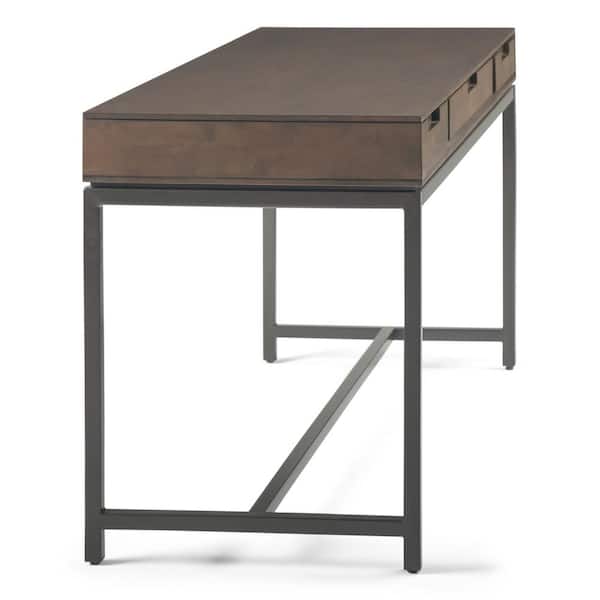 Simpli Home Hollander Solid Wood Contemporary 60 inch Wide Desk in Medium Saddle Brown