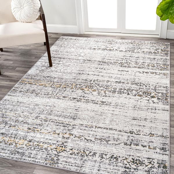 JONATHAN Y Tidal Modern Strie' Ivory/Black 4 ft. x 6 ft. Area Rug