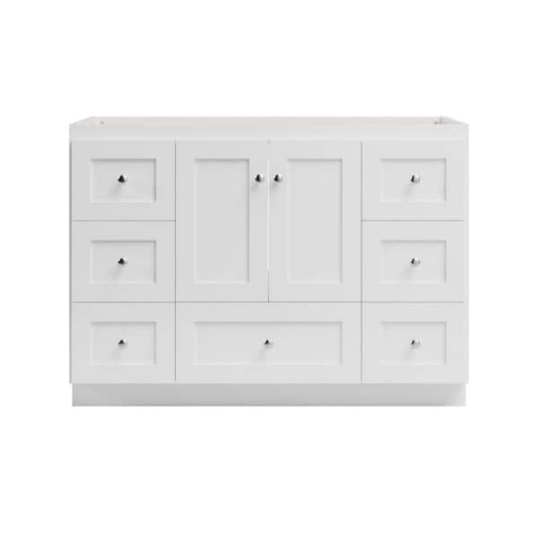 Simplicity by Strasser Shaker 48 in. W x 21 in. D x 34.5 in. H Bath Vanity Cabinet without Top in Winterset