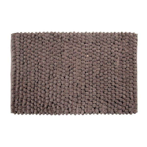 Saffron Fabs Bubbles Pattern 34 in. x 21 in. in Cotton and Microfiber Gray Latex Spray Non-Skid Backing Bath Rug