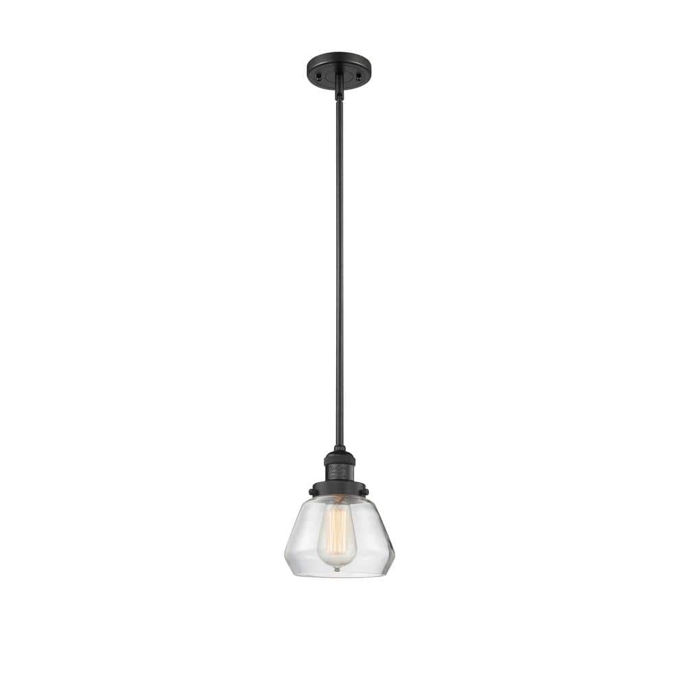 Innovations Fulton 1 Light Matte Black Cone Pendant Light with Clear Glass Shade 201SBKG172