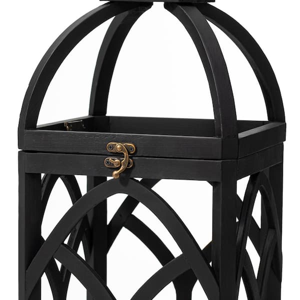 アンティーク　ランプ　２ケ Glitzhome Black Farmhouse Church Window Wood/Metal Lanterns