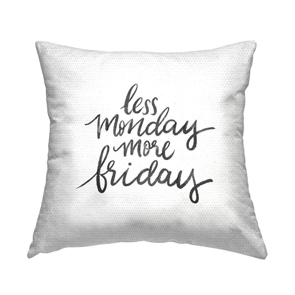 Less Monday More Friday Casual Calligraphy Black Square Outdoor Throw Pillow price history on PriceWatchPro