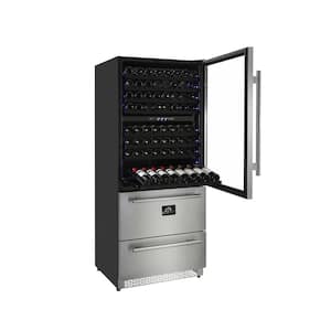 Capraia 30 in. Triple Zone 144/200 Bottles-Cans Freestanding Wine Cooler with Compressor in Stainless Steel