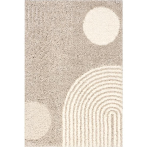 7 ft. x 9 ft. Light Brown Maren Hazy Swirls Indoor Area Rug