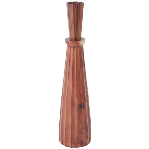 Litton Lane Brown Handmade Hand Turned Wood Decorative Vase