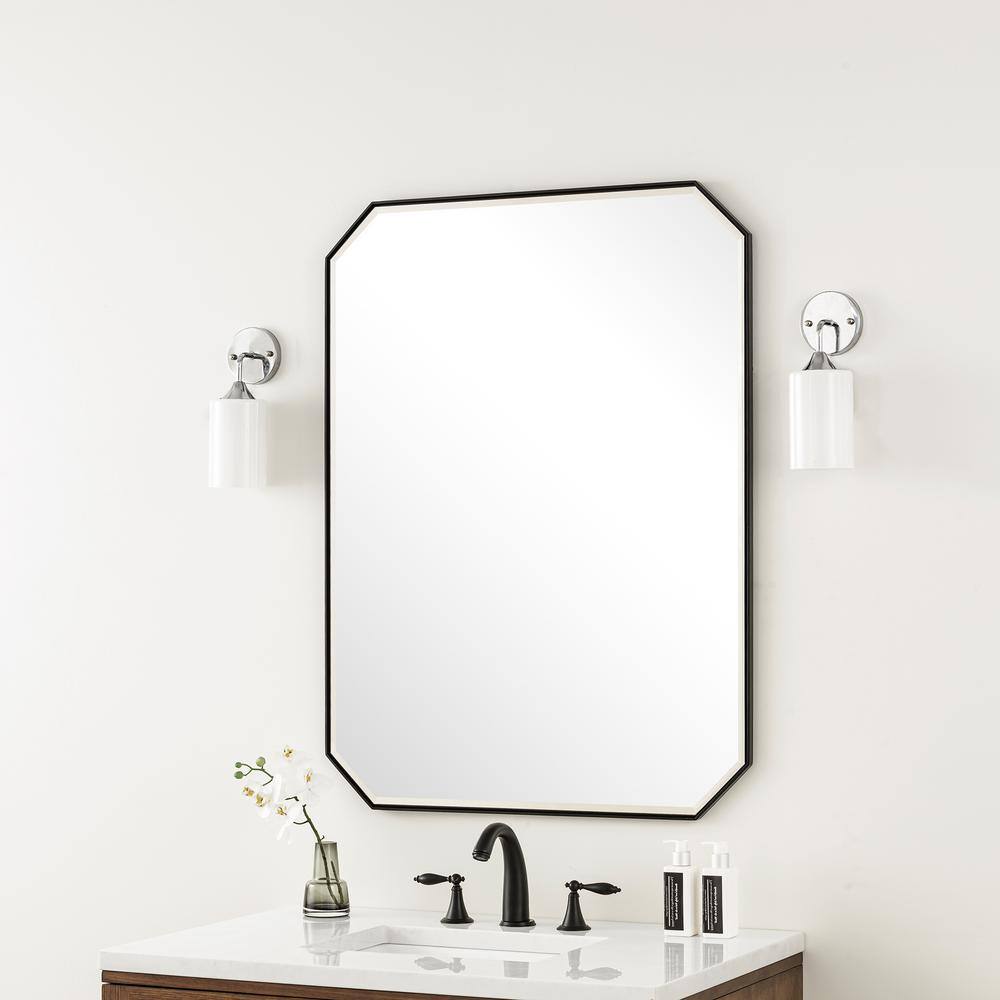 Rohe 40" x 30" Matte Black Octagon Beveled Vanity Mirror