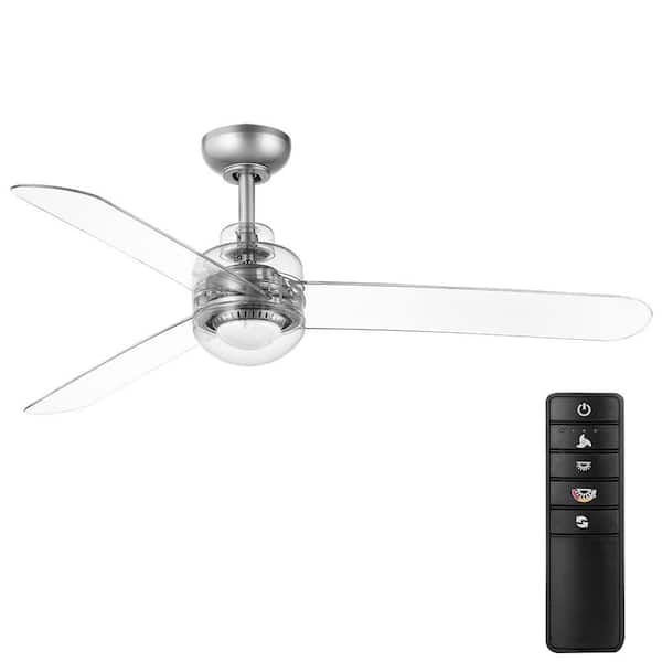 Home Decorators Collection Everaine 52 in. White Color Changing Integrated LED Silver Ceiling Fan with Light Kit, DC Motor and Remote Control