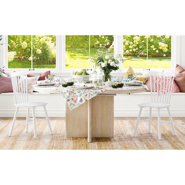 Windsor White Solid Wood Dining Chairs for Kitchen and Dining Room Set of 6