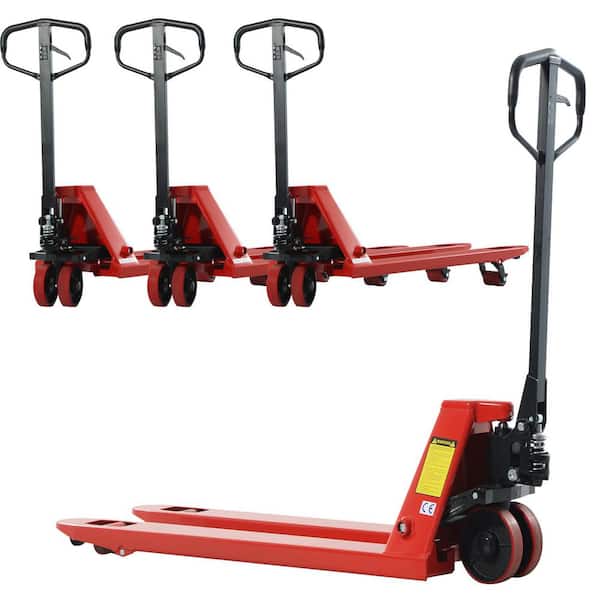 (4-Pack) Red Warehouse Manual Pallet Truck 5500 lbs. Max Load Capacity Hand Pallet Jack 48 x 21 in. Fork