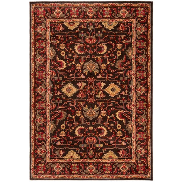 SAFAVIEH Mahal Brown/Beige Doormat 2 ft. x 4 ft. Border Floral Area Rug
