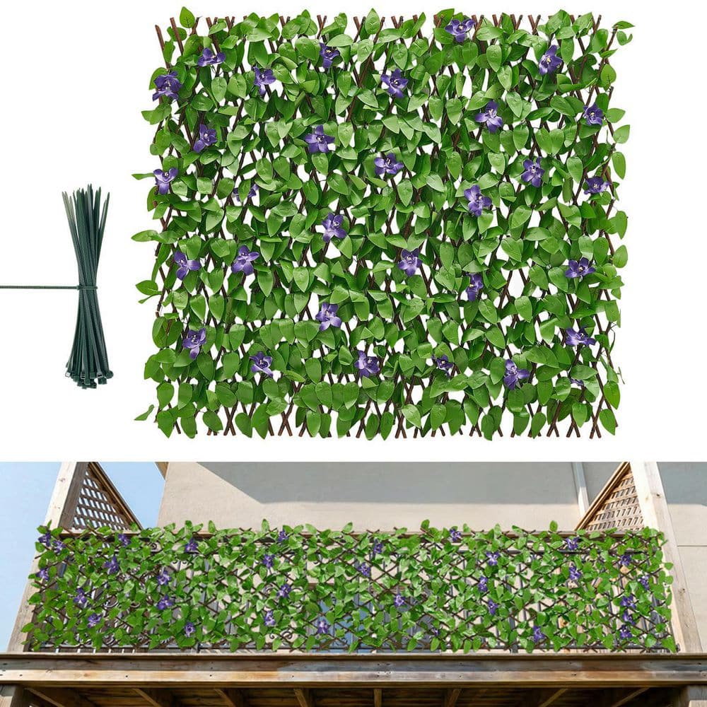 Expandable Fence Privacy Screen, 25.5 in. W x 3.15 in. H Green Plastic Garden Artificial Plant Wall, 2-Pack price history on PriceWatchPro