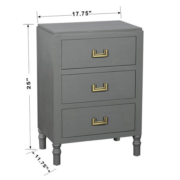 StyleCraft Samantha Carbon Gray 3 Drawer 17.75 in. W