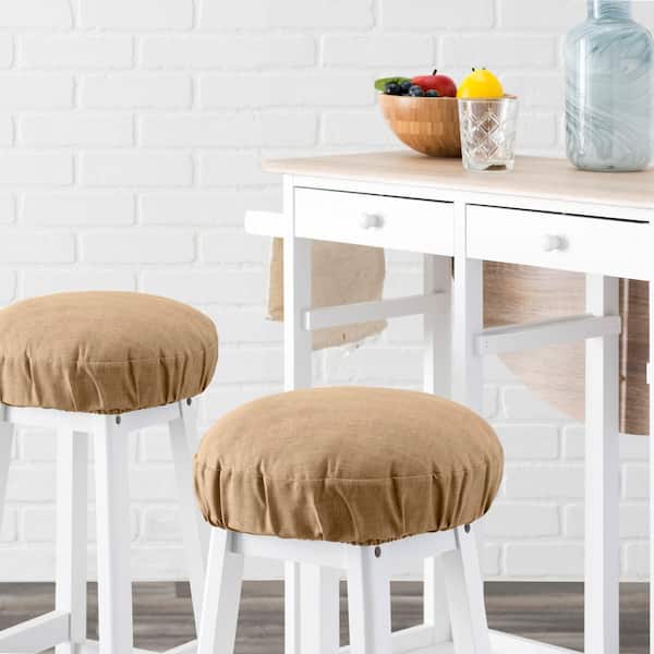 Ellis Curtain Lisa Solid Tan Barstool Cover