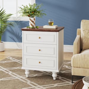 Fenley White and Brown 3-Drawers 20.4 in. W. Nightstand