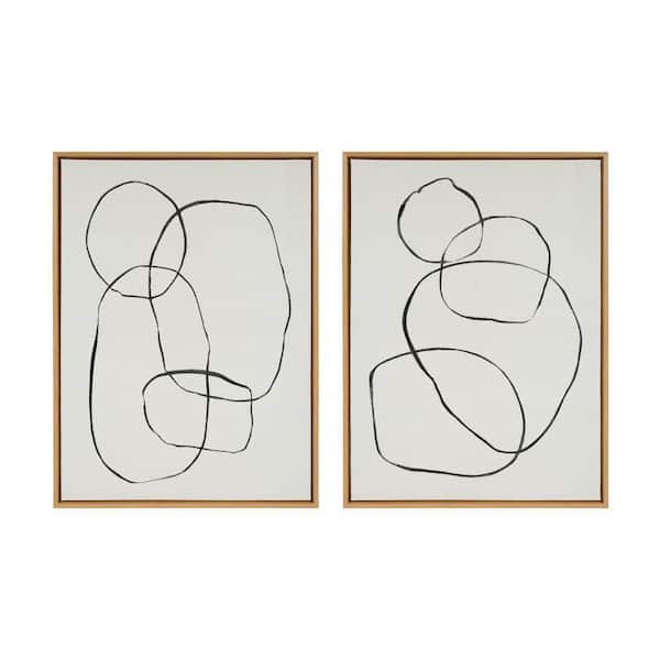 Kate and Laurel Sylvie 871 Modern Circles and 869 Going in Circles by Teju Reval of SnazzyHues 2 Piece Framed Art Print 28 in. x 38 in.