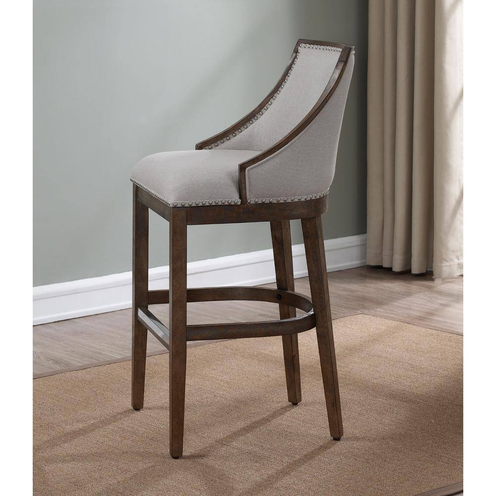 Elegant Saddle Style Driftwood Brown Wood Counter Stool