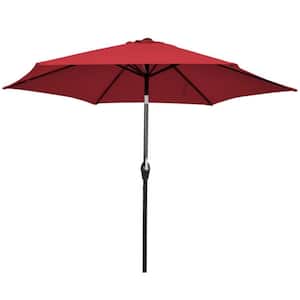 10 ft. Steel Market Tilt Outdoor Patio Umbrella in Red with Crank, Detachable Pole and 6-Firm Steel Ribs
