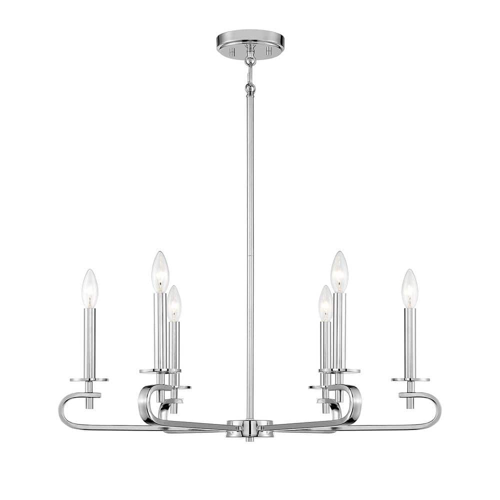 Torino Polished Nickel 6-Light Candle Chandelier