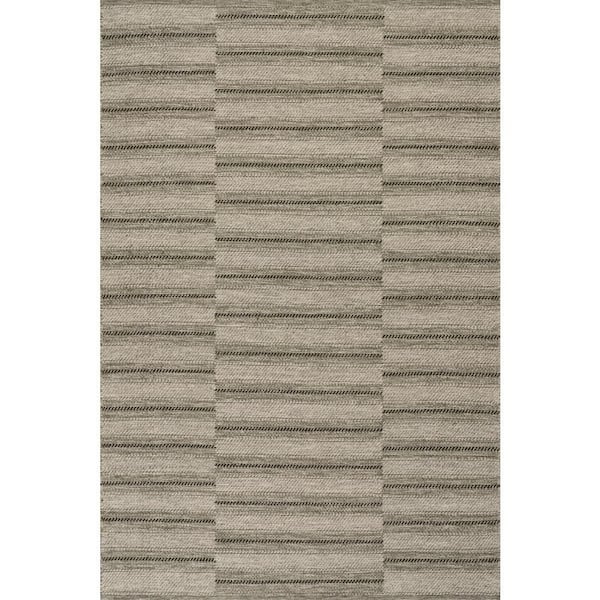 Nate Berkus x Rugs Mateo Striped Wool Cozy Olive 5 ft. x 8 ft. Indoor Area Rug